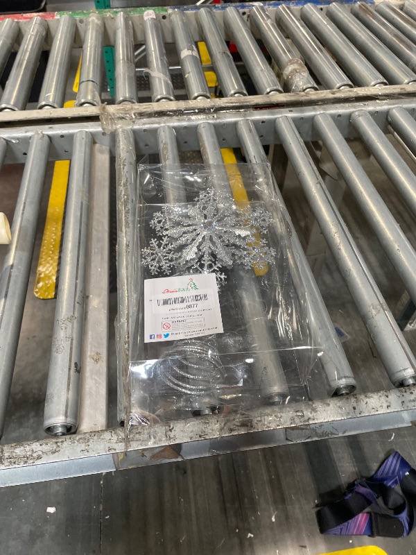 Photo 1 of Ornativity Glitter Snowflake Tree Topper - Silver Sparkling Gem Jewel Snowflakes Christmas Tree Toppers Xmas Holiday Trees Top Decoration 12"