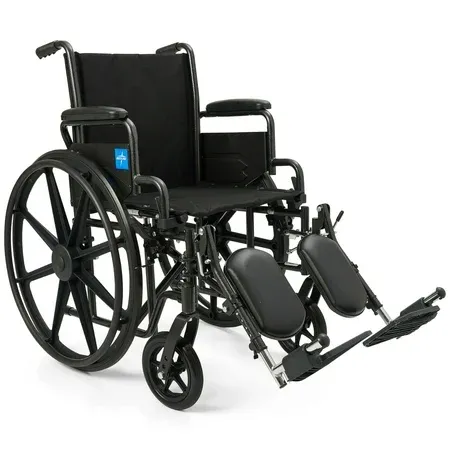 Photo 1 of  Medline - Steel Wheelchair with Elevating Leg Rests, Flip-Back Desk-Length Arms,
