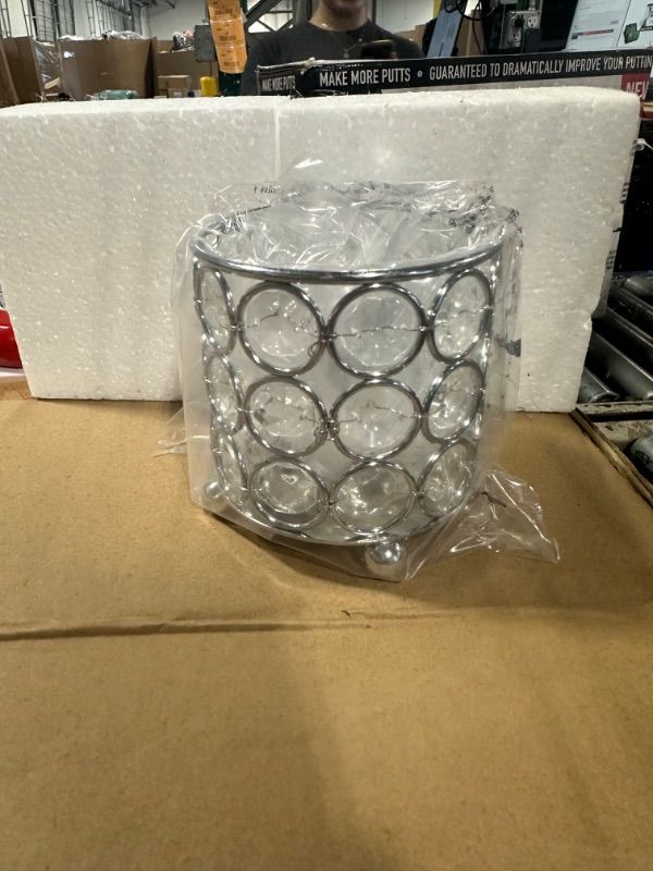 Photo 3 of ***USED***Elegant Designs HG1000-CHR Elipse Mini Crystal Decorative Flower Vase, Candle Holder, Wedding Centerpiece, 3.25 Inch, Chrome