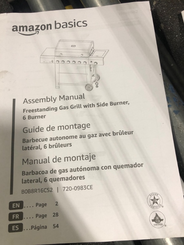 Photo 3 of ***SIMILAR****Amazon Basics Freestanding Gas Grill with Side Burner, 6 Burner (66,000 BTU), Black