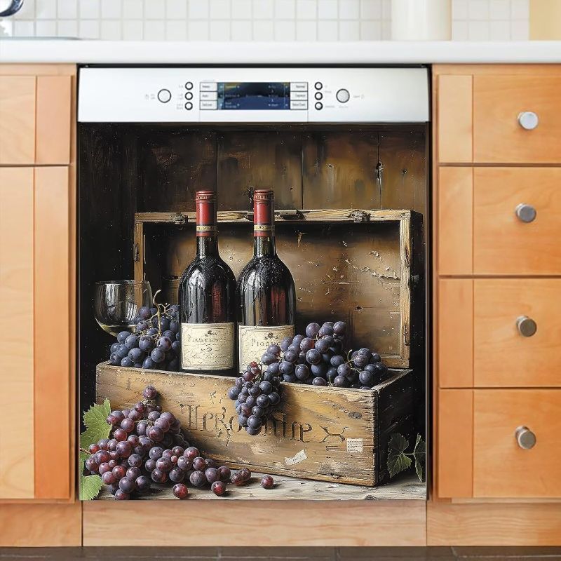 Photo 1 of ***SIMILAR PRODUCT, CHECK THE REAL IMAGE***
Wine Bottle and Glass Magnetic Dishwasher Decorative,Grape Wine Stickers Door Cover Vinyl Decals,Vintage Wine Refrigerator Sticker Kitchen Decor,Wine Home Cabinet Decoration