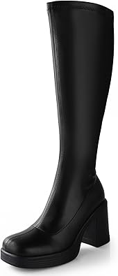 Photo 1 of 
Ankis Knee High Boots Platform Boots for Women Chunky Heel Side Zipper Long GOGO Boots size 10