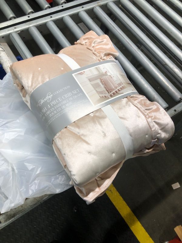 Photo 1 of Levtex Baby - Heritage Crib Bed Set - Baby Nursery Set - Blush Velvet - Rich Velvet - 4 Piece Set Includes Quilt, One Fitted Sheet, Changing Pad & Skirt/Dust Ruffle