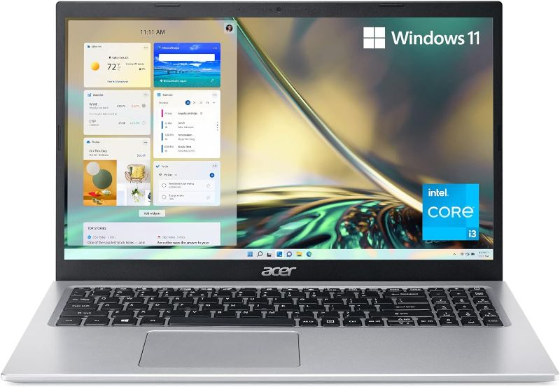 Photo 1 of ***USED***2022 Acer Aspire 5 A515-56-347N Slim Laptop - 15.6" Full HD IPS Display - 11th Gen Intel i3-1115G4 Dual Core Processor - 8GB DDR4 - 128GB NVMe SSD - WiFi 6 - Amazon Alexa - Windows 11 Home in S Mode,Silver