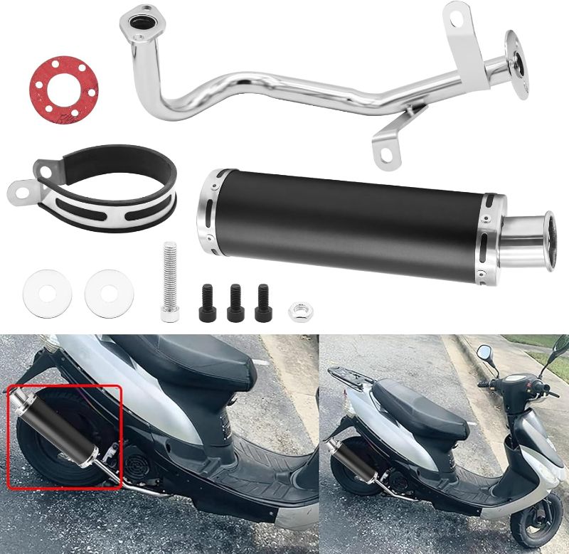 Photo 3 of  Exhaust Muffler Scooter Performance Exhaust Stainless Pipe For GY6 4 Stroke 50CC 80CC 100CC Scooter QMB139 Exhaust Stainless Pipe 139QMB 1P39QMB