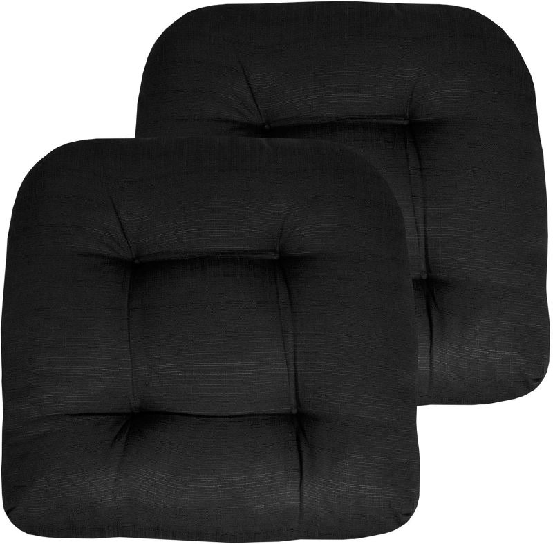 Photo 1 of ***USED***Sweet Home Collection Patio Cushions Outdoor Chair Pads Premium Comfortable Thick Fiber Fill Tufted 19" x 19" Seat Cover, 2 Count (Pack of 1), Black
