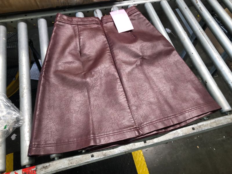 Photo 2 of ***USED***Ginasy High Waisted Faux Leather Skirts for Women Dressy Casual Wrap Pleather Mini A Line Skirts Maroon XS