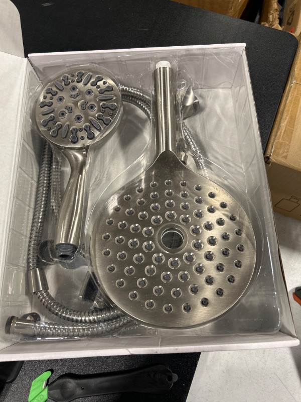 Photo 1 of HOWUWEY Dual Shower Heads with Handheld Spray, 7.5" Rainfall Shower Head with Handheld Combo, High Pressure Double Shower Heads with Handheld Spray, 9 Modes Showerhead with 78" Hose (Brushed Nickel)