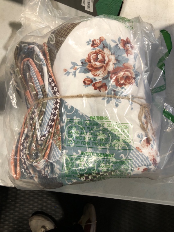 Photo 1 of Dinjoy Floral Plaid Patchwork Quilt Set Full Size, Reversible Brown Bedding Set Soft Microfiber Lightweight Bedspread Coverlet 3 Piece Fall Autumn Summer Use (78x90 inches)