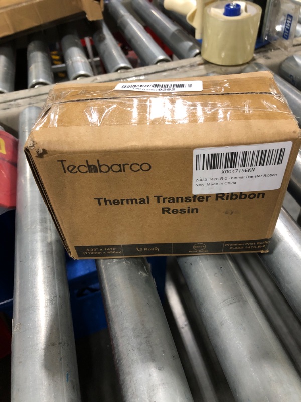 Photo 1 of 2 Rolls 4.33" x 1476'(110mm x 450m) Resin Thermal Transfer Ribbon, Core 1", Black, Ink Outside, Barcode Ribbon Compatible with Zebra Printer