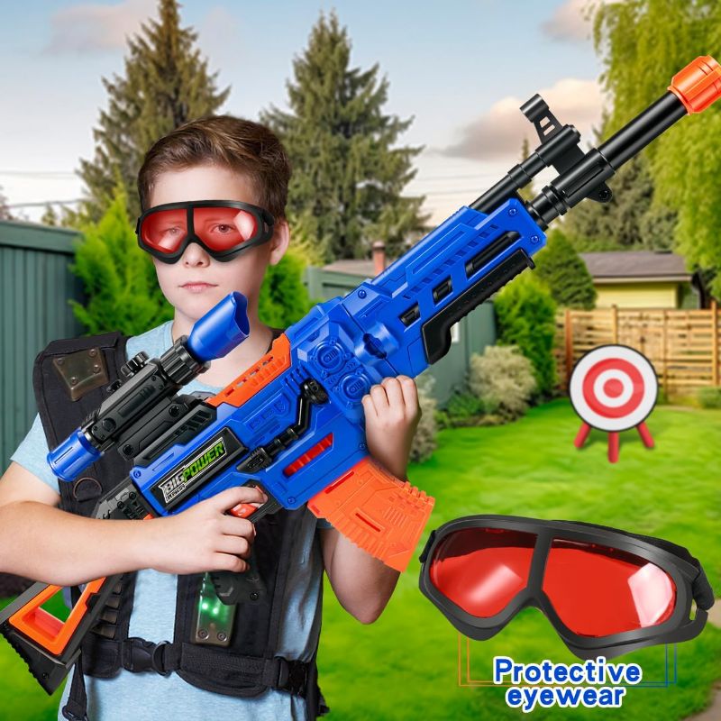 Photo 2 of Bigpower Electric Kids Toy Sniper Rifle with Scope Tactical Vest Kit,4 in 1 Automatic Kids Sniper Rifle Toy Guns for Boys 8-12,Rifle Dart Guns for Adults?Toy Guns with Removable Magazines?2 Pieces
