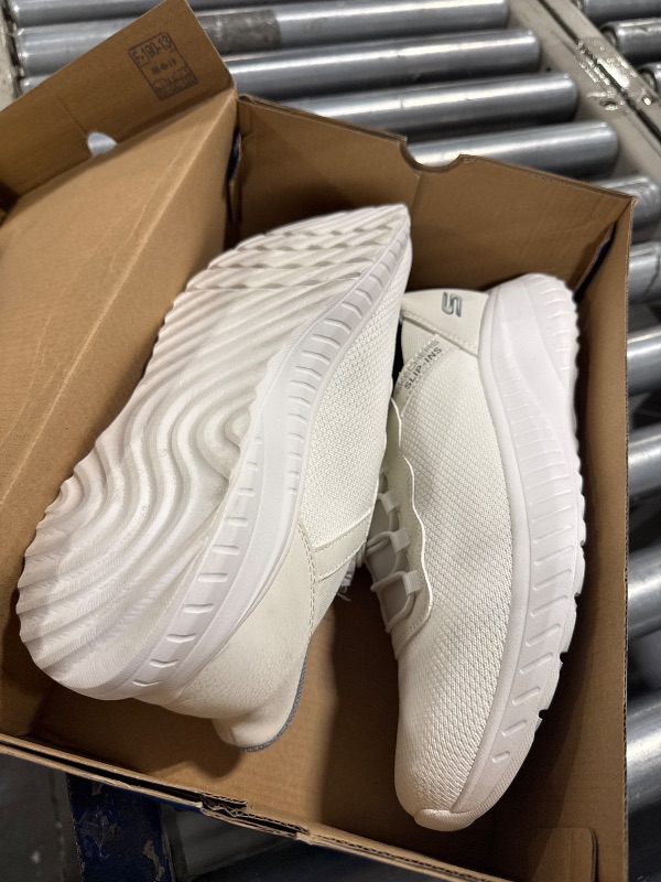 Photo 3 of ***sole in the left shoe is loose*** Skechers Men's Hands Free Slip-ins Bobs Squad Chaos-Daily Hype Sneaker, Off White, 9