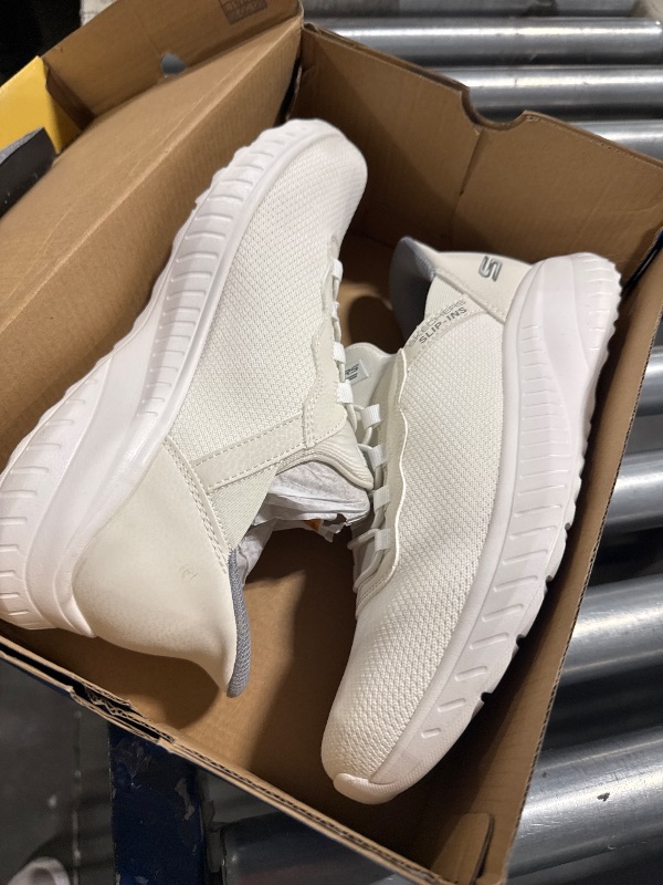 Photo 2 of ***sole in the left shoe is loose*** Skechers Men's Hands Free Slip-ins Bobs Squad Chaos-Daily Hype Sneaker, Off White, 9