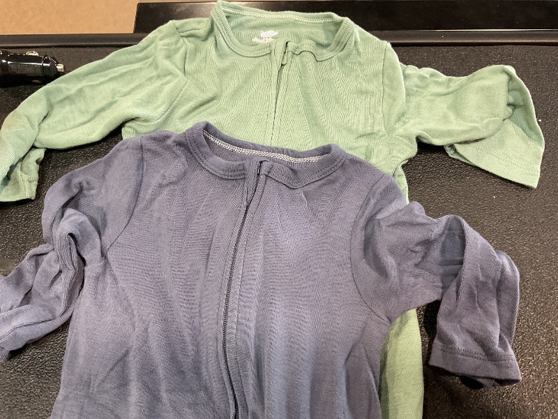 Photo 1 of CLOUD ISLAND Baby Boy 2 Pack LONG Sleeve Rompers Infant Cotton 2-way Zippers Comfy Summer Jumpsuit Z Dark green+Light green 3-6 Months