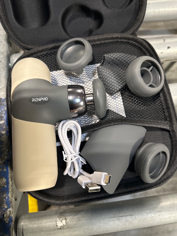 Photo 1 of RENPHO Mini Thermal Massage Gun with Heat, Portable Deep Tissue Percussion Massager, Color Silicone Sleeves Travel Size with Carry Case, Christmas Gifts for Men Women FSA HSA Eligible Grey