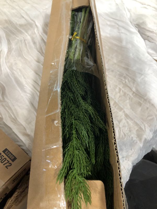 Photo 3 of 16 Pcs Real Touch Norfolk Pine Branch -18" Artificial Christmas Green Plants Branches Faux Greenery Stem Fake Cedar Pine Picks for Vase DIY Crafts Garland Wreath Xmas Indoor Outdoor Home Decor