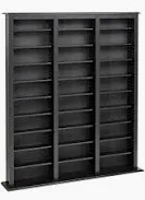 Photo 1 of 3 Column Tall Cabinet Media Storage, Triple Width Barrister Tower, Black