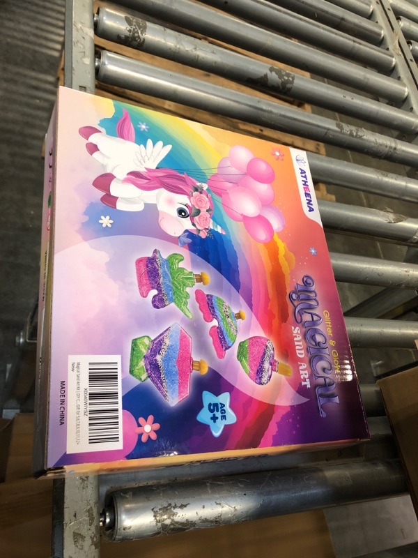 Photo 1 of ATHEENA Sand Art Kit, DIY Crafts for Kids, Ages 5+, Summer Arts & Craft Activity, 7 Designs, 7 Colors, 1 Glow in The Dark Sand, 2 Glitters, Inspires Creativity, Birthday, Christmas Gift, Unicorn Fun