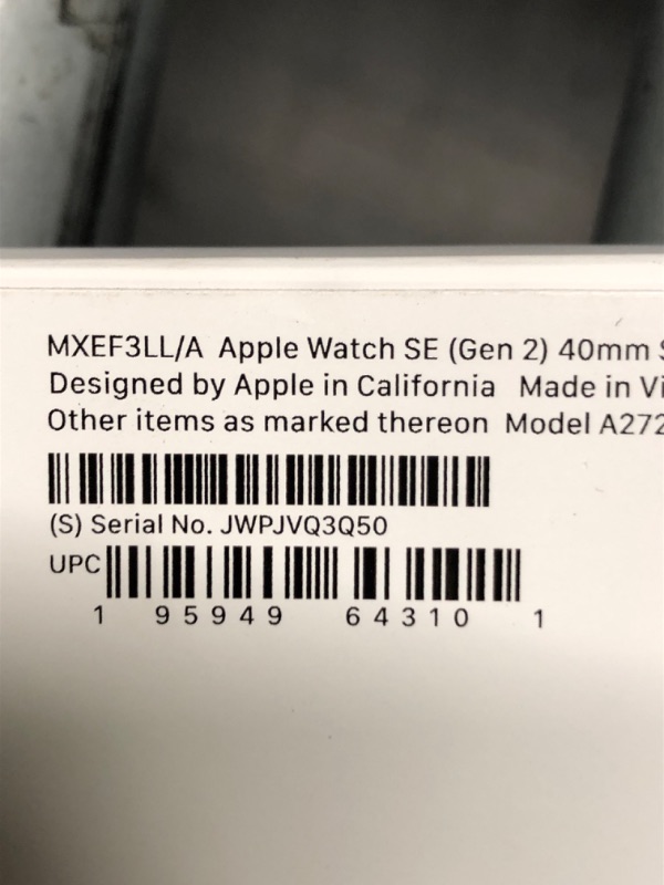 Photo 4 of ***brand new, just open the case check item***Apple Watch SE (2nd Gen) [GPS 40mm] Smartwatch with Starlight Aluminium Case with Starlight Sport Band S/M. Fitness and Sleep Trackers