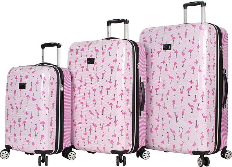 Photo 1 of ***USED***Betsey Johnson Luggage Hardside 3 Piece Set Suitcase With Spinner Wheels (20" 26" 30") (One Size, Flamingo Strut)
