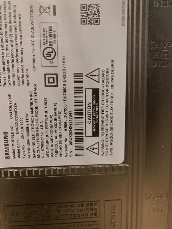 Photo 4 of ***NEW, JUST OPEN FOR TEST*** SAMSUNG 43-Inch Class Crystal UHD 4K DU7200 Series HDR Smart TV w/Object Tracking Sound Lite, PurColor, Motion Xcelerator, Mega Contrast, Q-Symphony (UN43DU7200, 2024 Model)
