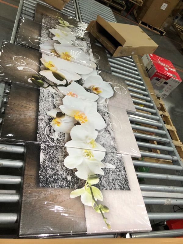 Photo 1 of 5 Panels Large Size Flowers Canvas Painting Print Wall Art Modern Vivid White Orchid Blossoming Floral Picture for Living Room Decoration