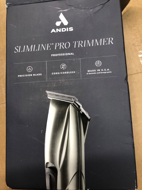 Photo 2 of Andis 32810 Slimline Pro Cord/Cordless Beard Trimmer, Lithium Ion T-Blade Trimmer, Close Cutting T-Blade Zero Gapped, Chrome