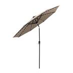 Photo 1 of 11 ft. Aluminum Market Solar Lighted Tilt Patio Umbrella with LED in Taupe Solution Dyed Polyester