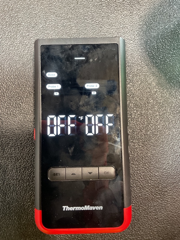 Photo 4 of ThermoMaven Wireless Bluetooth Smart Meat Thermometer: Standalone Base, WiFi Unlimited Range, 6 Sensors with NIST Certified Accuracy, 2 Probes, for BBQ, Grill, Oven, Smoker, Rotisserie (Red)
*RIGHT PROBE IS BROKEN/ STILL FUNCTIONAL*