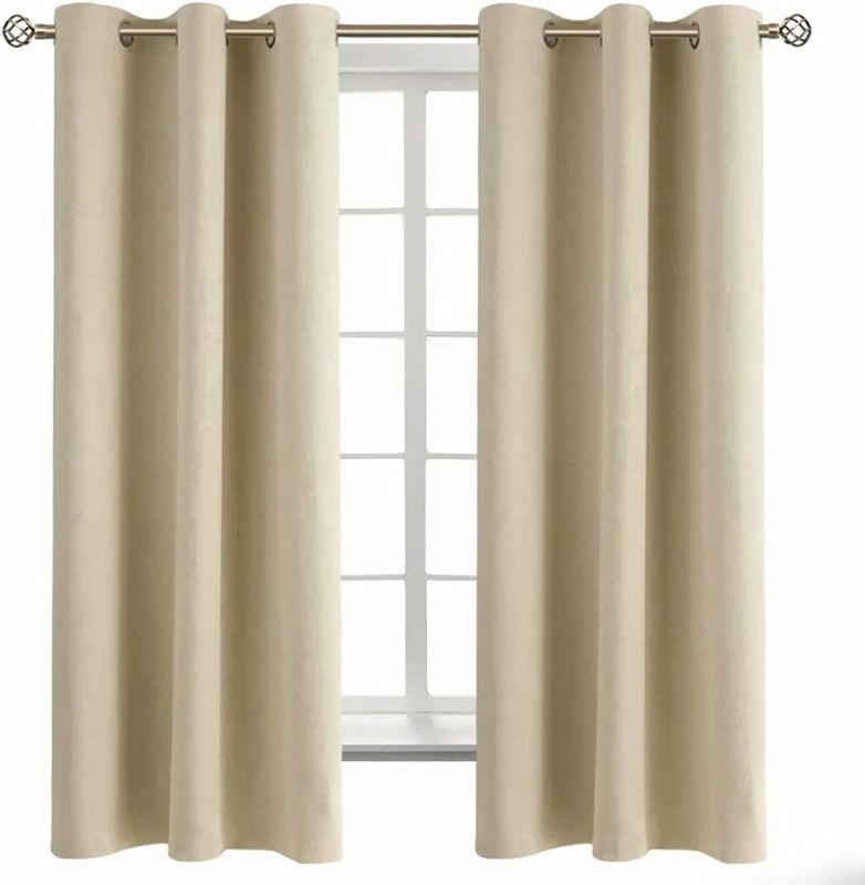 Photo 1 of BGment Room Darkening Curtains 84 Inches Long - Grommet Thermal Insulated Drapes Window Treatment Curtains for Bedroom, 2 Panels, 52 x 84 Inch, Greyish beage 