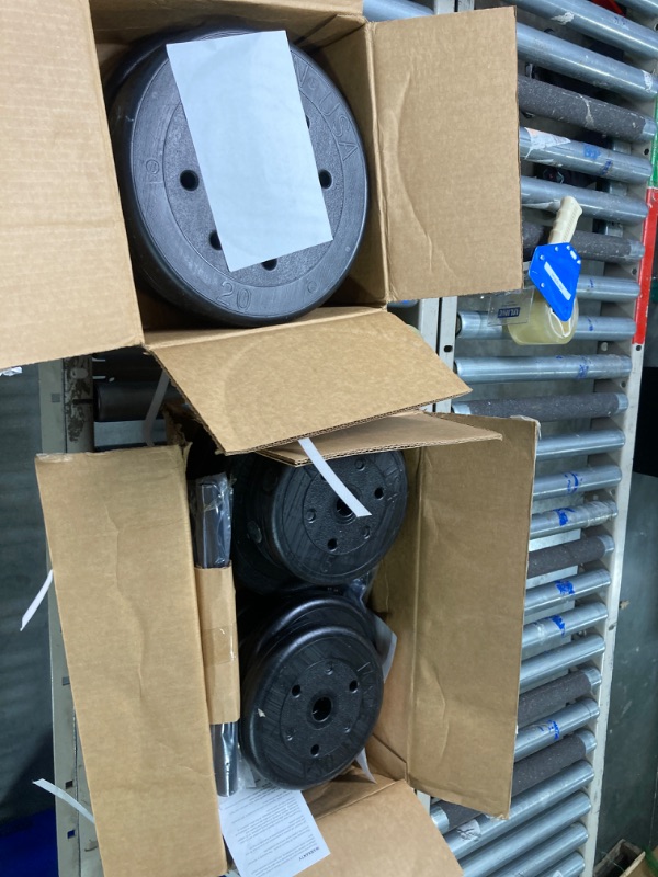 Photo 1 of ***PARTIAL SET / NO RETURN / ONLY 2 BOX*** US Weight 105 Pound Barbell Weight Set for Home Gym| Adjustable Weight Set with Two Dumbbell Bars and Full 6 Ft Bar, Black