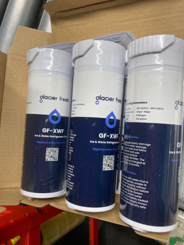 Photo 3 of ***two new and one used*** GLACIER FRESH XWF Replacement For GE XWF Refrigerator Water Filter Pack of 3