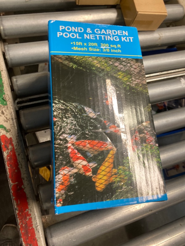 Photo 1 of Pond Netting, 15 x 20 FT Pond Net Heavy Duty Pond Netting for Koi Ponds, Garden Pool Fine Mesh Netting Kit for Leaves, Protects Koi Fish from Birds Cats Predators, with 14 Stakes and 30 Cable Zip Ties