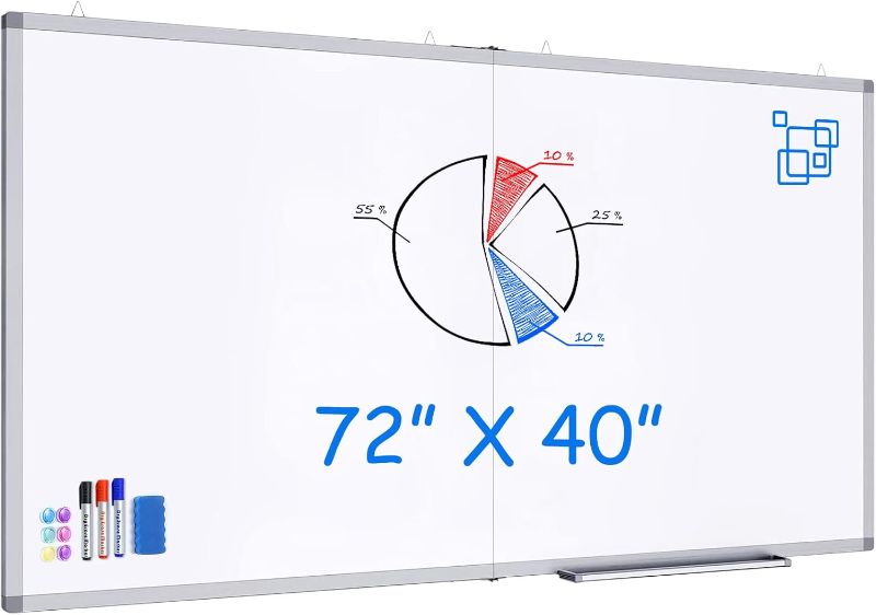 Photo 1 of 
White Board Dry Erase 72x40, Large Magnetic Whiteboard Maxtek Dry Erase Boards for Wall, Aluminum Presentation Wall-Mounted Marker Board with a Long Pen...
