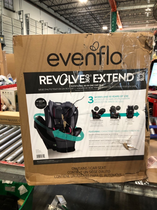 Photo 2 of Evenflo Revolve360 Extend All-in-One Rotational Car Seat with Quick Clean Cover (Rowe Pink)