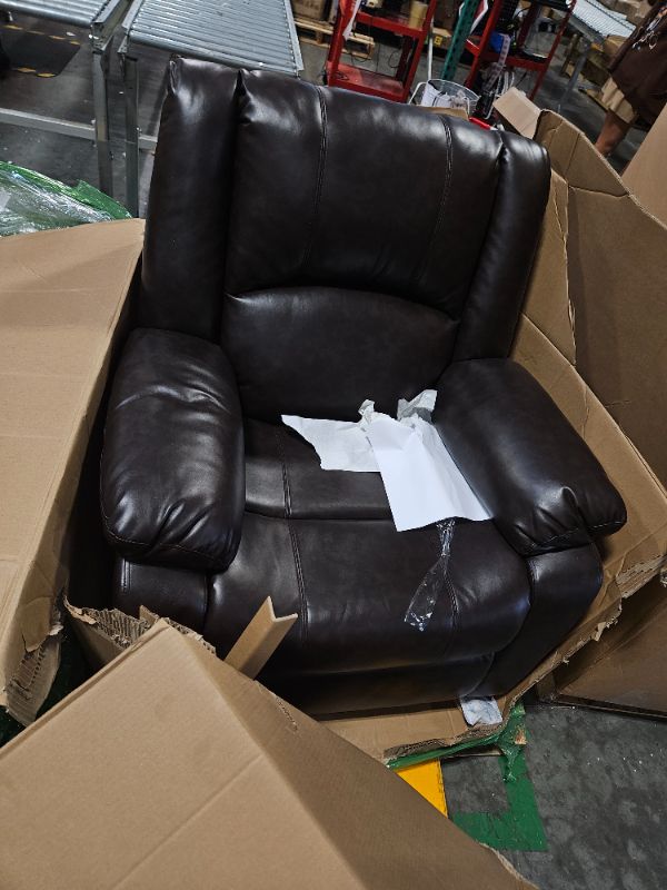 Photo 2 of ***MAY NEED TRUCK***
COHOME Recliner Chair for Living Room, Faux Leather Manual Reclining Chairs with Overstuffed Armrest and Backrest,Upholstered Single Reclining Sofa Chair for Home Theater,Brown