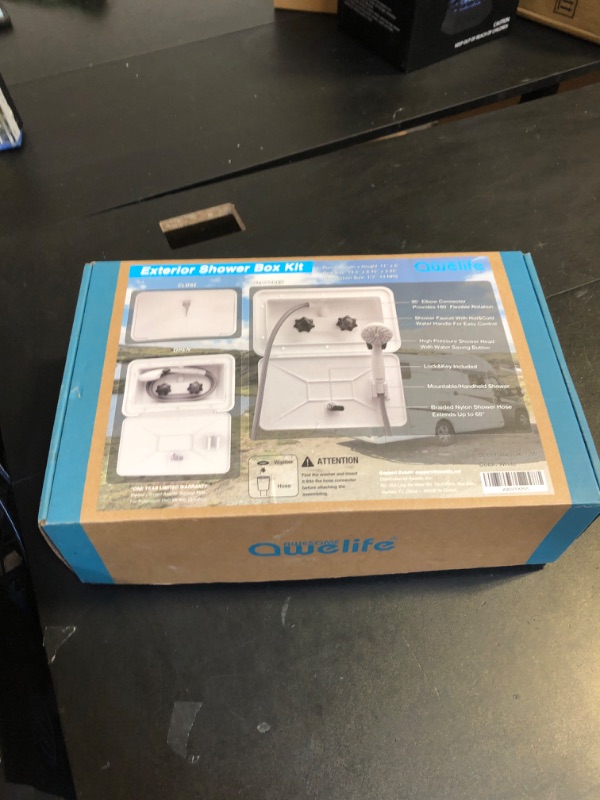 Photo 1 of Awelife RV Outdoor Shower Exterior Shower Box Kit for RV, Camper, Van, Travel Trailer, Motorhome and Boat, White