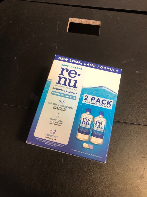 Photo 1 of Renu Contact Lens Solution Advanced Formula Multipurpose Lens Cleaner for Eye Contacts, Cleaning, Moisturizing and Disinfecting Care for Soft & Silicon Hydrogel Lenses, 12 Fl Oz (Pack of 2) EXP 1/1/2025