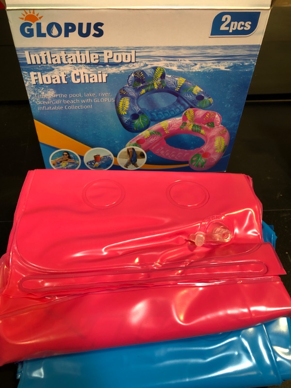 Photo 1 of Inflatable Pool Float Chair, 2 Pack Pool Chair Floats for Swimming Pool Floats Adults Size Lounger with Backrest & Cup Holder, Floating Pool Lounge Float Chair, Pool Floaties for Adults