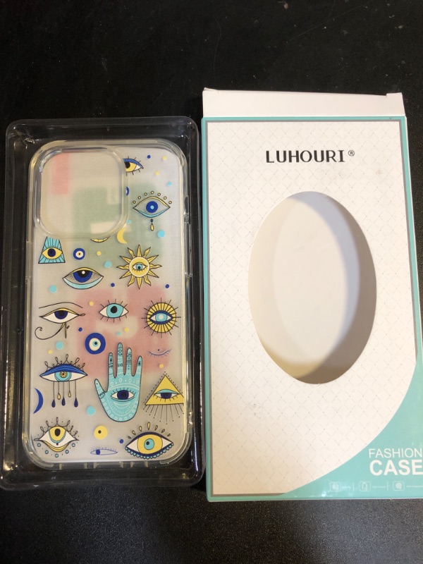 Photo 1 of LUHOURI Designed for iPhone 14 Pro Case with Screen Protector - Slim Fit, Sturdy Clear Acrylic Cover for Women and Girls - Protective Phone Case 6.1" - Designer Eyes
