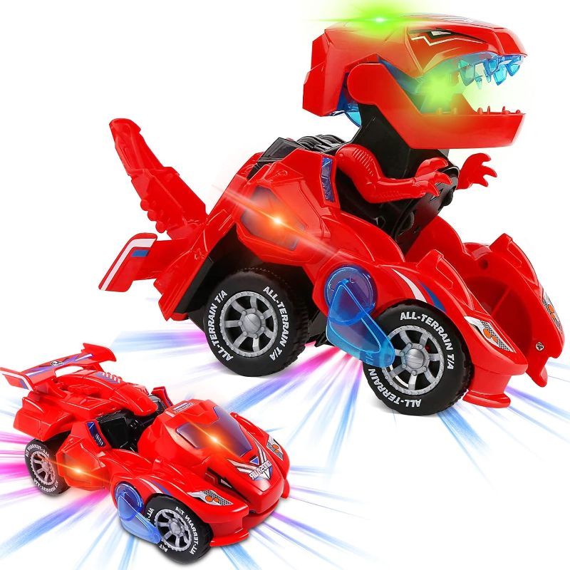 Photo 1 of Transforming Dinosaur LED Car with Light and Music, Dinosaur Toys for Kids 3-5-7, Dino Toy Cars Christmas Birthday Gifts for Toddlers Boys Girls (YELLOW)