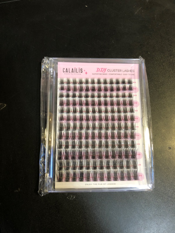 Photo 2 of CALAILIS Cluster Lashes, 144Pcs D Curl Lash Clusters DIY Lash Extensions Mega Volume Eyelash Clusters Reusable Wispy Individual Lashes Super Thin Band and Soft (HD19, D-10-16MIX)