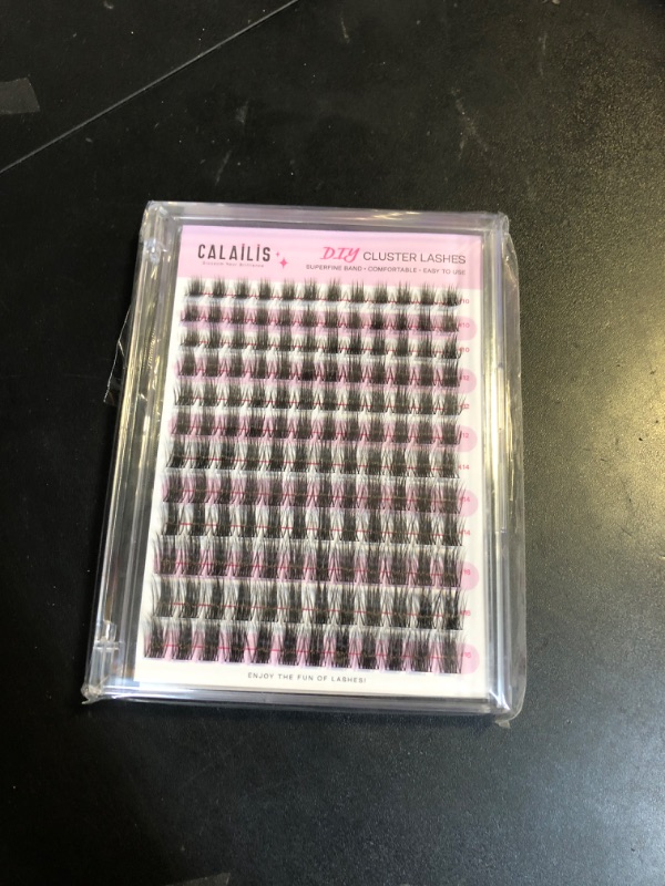 Photo 2 of CALAILIS Cluster Lashes, 144Pcs D Curl Lash Clusters DIY Lash Extensions Mega Volume Eyelash Clusters Reusable Wispy Individual Lashes Super Thin Band and Soft (HD19, D-10-16MIX)