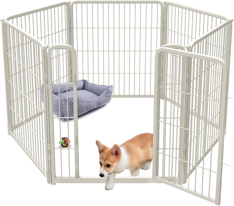 Photo 1 of FXW Homeplus Indoor Dog Playpen - Stress-Free and Safe Play, 32 Inch 6 Panels for Puppy and Small Dogs, White?Patented
