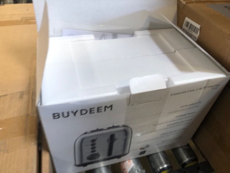 Photo 1 of BUYDEEM DT620 2-Slice Toaster, Extra Wide Slots, Retro Stainless Steel with High Lift Lever, Bagel and Muffin Function, Removal Crumb Tray, 7-Shade Settings,Stainless Steel