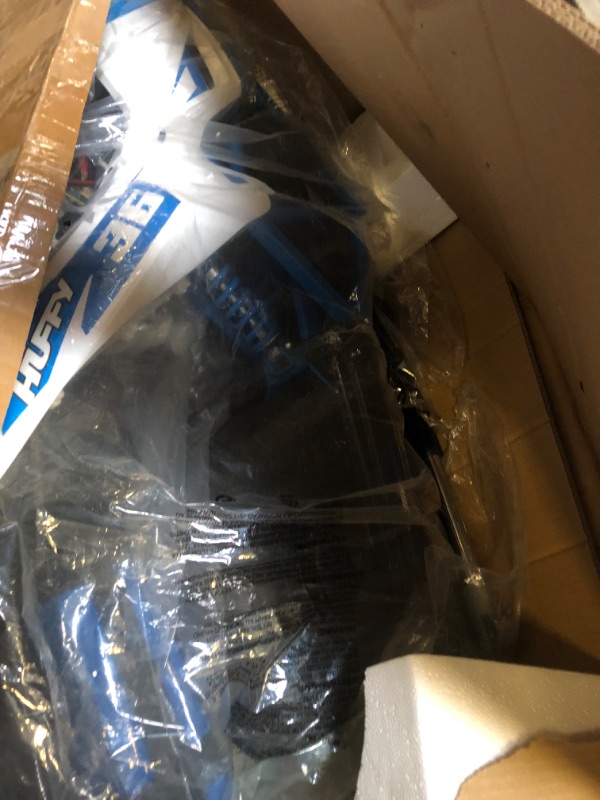 Photo 1 of Huffy CR8-R Electric Mini Bike for Teens, 19MPH Max Throttle Speed, Full Suspension, 350W Motor and 36V Battery, Ages 14+, Max Weight 130lbs., Kickstand Included, Blue Racing Graphics