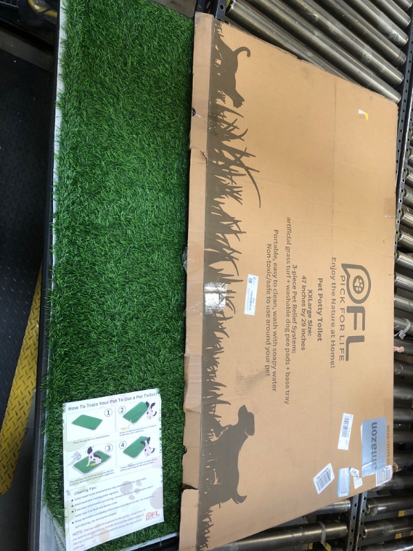 Photo 2 of Dog  Large Potty Patch, Artificial Dog Grass Bathroom Turf for Pet Training, Washable Puppy Pee Pad, Perfect Indoor/Outdoor Portable Potty Pet Loo (Potty system-47.6"x29.2")