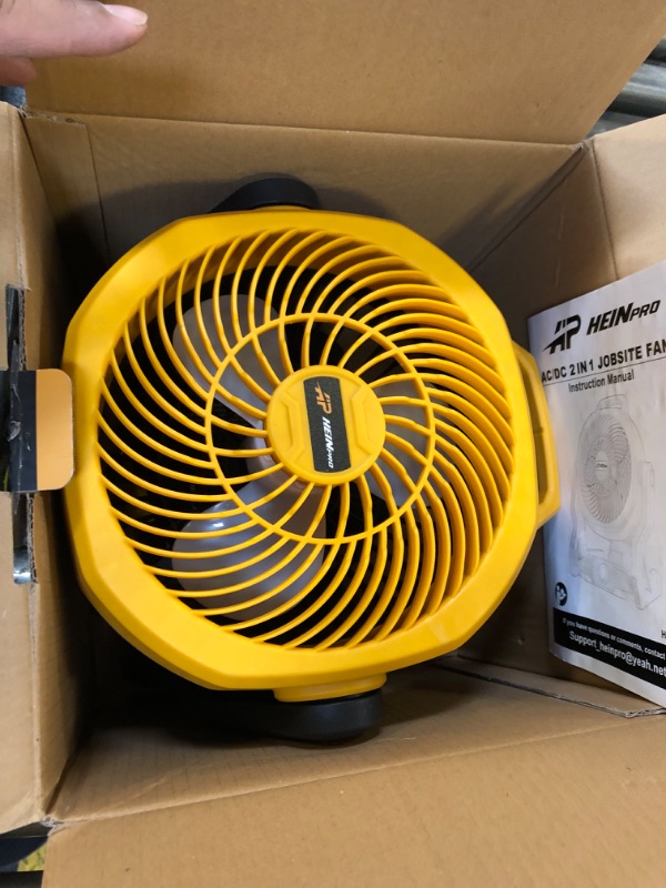 Photo 2 of HEINPRO Battery Operated Fan for Dewalt 20V Max Battery with AC Adapter, Up to 650 CFM Portable Fan, Variable Speed Battery Powered Fan Low Noise 30dB Cordless Fan, Jobsite Camping Fan (Only Tool)