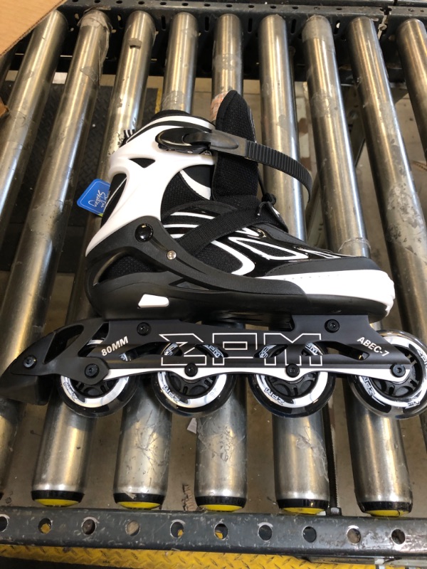 Photo 2 of 2PM SPORTS Vinal Girls Adjustable Flashing Inline Skates, All Wheels Light Up, Fun Illuminating Skates for Kids and Men - White Extra Large