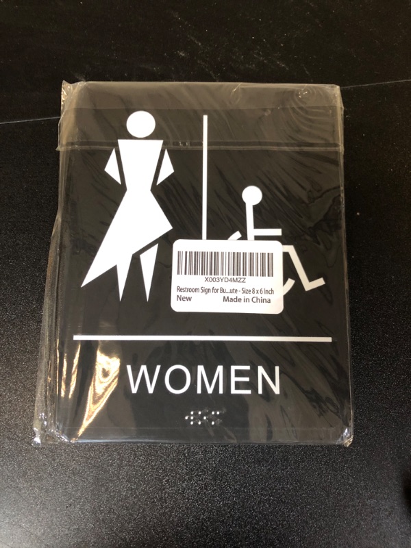 Photo 2 of Men's/Women's Restroom Sign for Handicap, Bathroom Sign with Double Sided Tape to Secure Perfectly in Less Than a Minute, Restroom Signs with Braille for Office or Business Restroom Door/Wall - 8”X6”